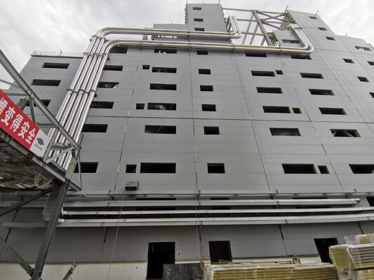 大スパン金属構造倉庫 原料保管棟 Z型母屋壁パネル 解体コンテナ出荷